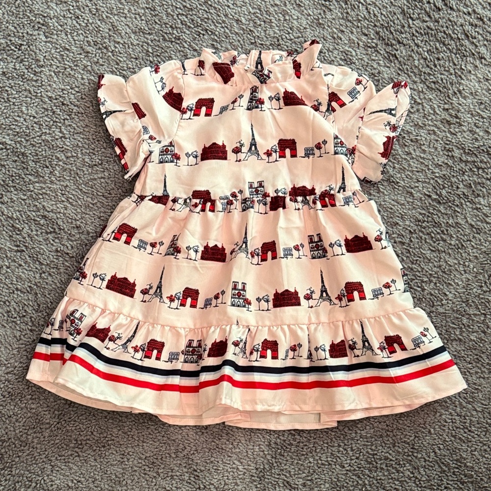 Janie and Jack Eiffel Tower Print Dress in Pink
